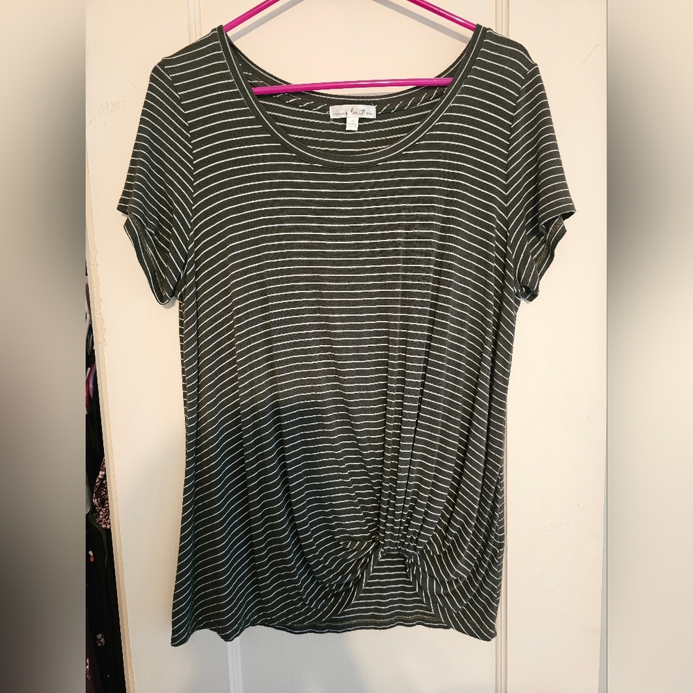Nine Britton Black Tie Front Polo Tee
